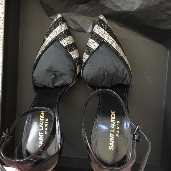 RARE $1795 Saint Laurent Genuine Snakeskin Crystal - Picture 11 of 13